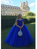 Royal Blue Tulle Long Flower Girl Dress Princess Dress